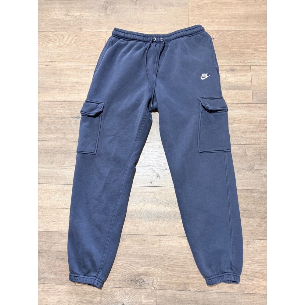 Nike Club Fleece Cargo Joggers Mens M Cuffed Pants Navy Blue FN3805-451